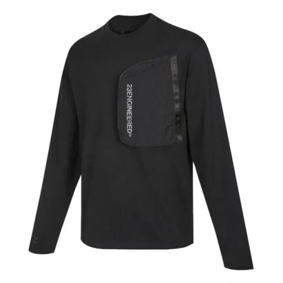 Air Jordan Men's  Splicing Pocket Reflective Printing Round Neck Pullover Black T-shirt