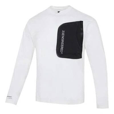 Air Jordan Men's  Splicing Pocket Reflective Printing Round Neck Pullover White T-shirt