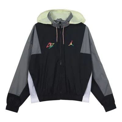 Air Jordan Men's  Sport Dna Embroidered Logo Colorblock Sports Woven Jacket Autumn Black
