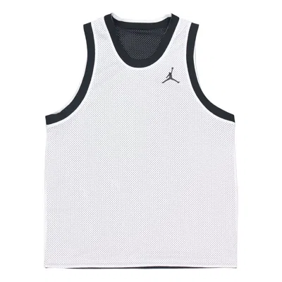 Air Jordan Men's  Sport Dna Logo Printing Reversible Breathable Basketball Sports Black Vest In White