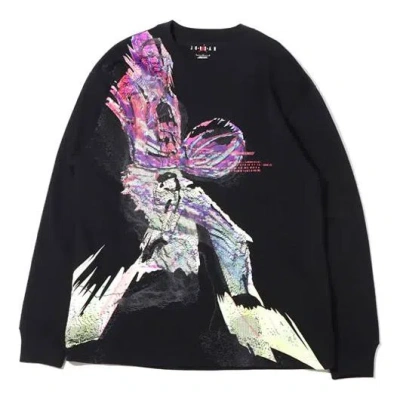 Air Jordan Men's  Ss22 23 Engineered '85 Printing Long Sleeves Black T-shirt