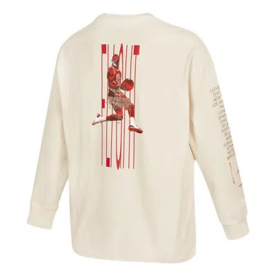 Air Jordan Men's  Ss22 Logo Printing Round Neck Long Sleeves Autumn Creamy White T-shirt In Neutral