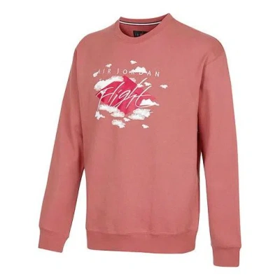 Air Jordan Men's  Ss22 Printing Fleece Sports Round Neck Wine Red In Pink