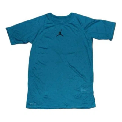 Air Jordan Men's  Training Quick Dry Solid Color Logo Casual Short Sleeve Green T-shirt In Blue