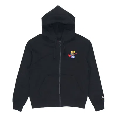 Air Jordan Men's  Woven Label Logo Sports Hooded Jacket Autumn Black