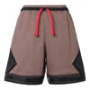 Air Jordan Men's  X Paris Saint-germain Series Splicing Mesh Drawstring Sports Shorts Brown