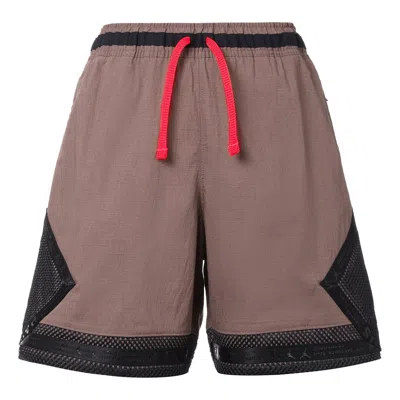 Air Jordan Men's  X Paris Saint-germain Series Splicing Mesh Drawstring Sports Shorts Brown