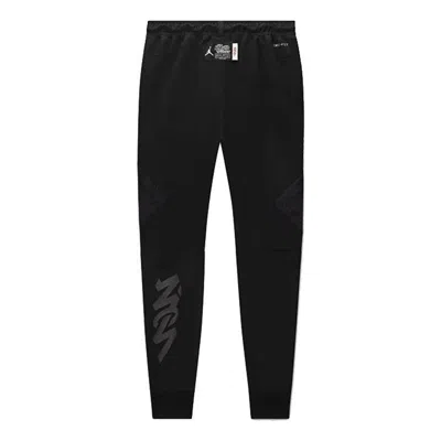 Air Jordan Men's  X Zion Naruto Crossover Solid Color Alphabet Label Zipper Pocket Sports Pants/trous In Black