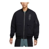 Air Jordan Men's  Zion Flight Alphabet Embroidered Aviator Woven Padded Clothes Black Jacket