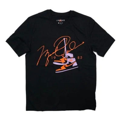 Air Jordan Men's Jordan Aj85 Signature Printing Short Sleeve Black T-shirt