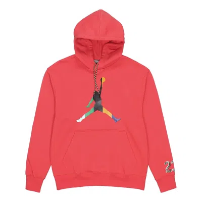 Air Jordan Multi-color Large Logo Printing Red In Pink