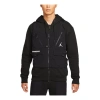 Air Jordan Multiple Pockets Solid Color Logo Detachable Fleece Lined Hooded Jacket Black In Black