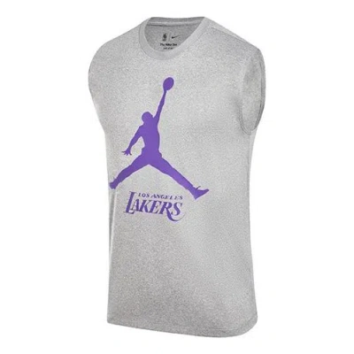 Air Jordan Nba Lakers Vest 'grey Purple' In Gray