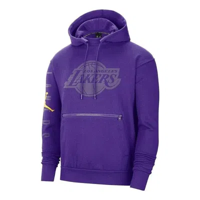 Air Jordan Nba Los Angeles Lakers Fleece Hoodie 'purple'