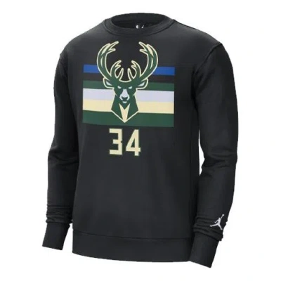 Air Jordan Nba Milwaukee Bucks Sports Fleece Round Neck Black