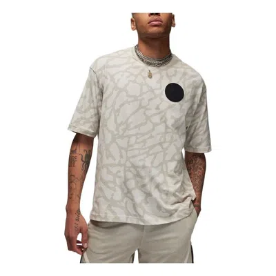 Air Jordan Paris Saint-germain Graphic T-shirt 'beige Grey' In Gray