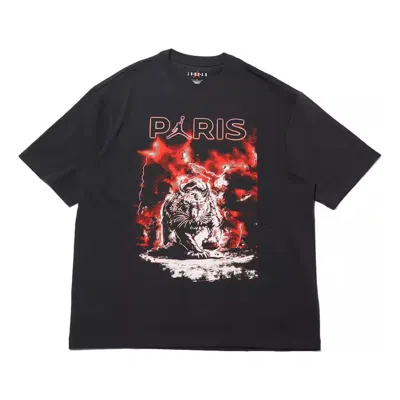 Air Jordan Paris Saint-germain Graphic T-shirt 'off-noir' In Black
