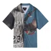 Air Jordan Printing Colorblock Wide Version Embroidered Lapel Short Sleeve Shirt Black In Blue
