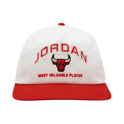 Pre-owned Air Jordan Pro Unstructured Flat Bill Hat 'white/university Red' | Men's Size Onesize