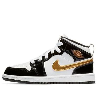 Air Jordan (ps)  1 Mid Patent 'black Gold'