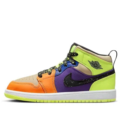 Air Jordan (ps)  1 Mid Se 'volt Vivid Orange' In Multi
