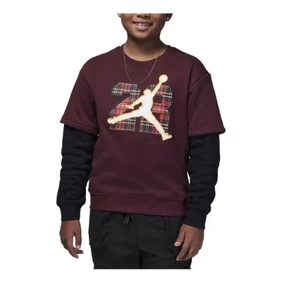 Air Jordan (ps)  23 2fer Crew Top 'night Maroon' In Brown