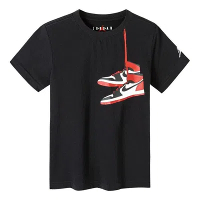 Air Jordan (ps)  Aj1 Shoe Crew Tee 'black Red' In Multi