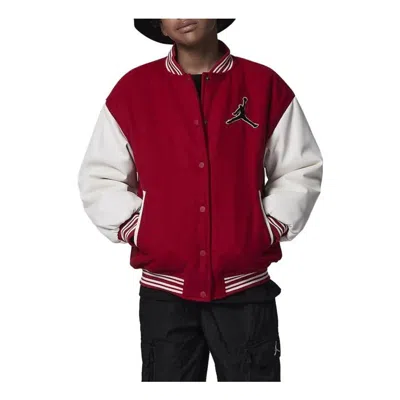 Air Jordan (ps)  Varsity Logo Jacket 'red White' In Multi
