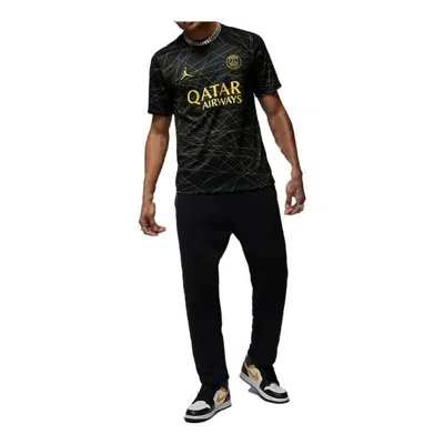 Air Jordan Psg 2023/24 Stadium Force Jersey 'black Yellow' In Brown