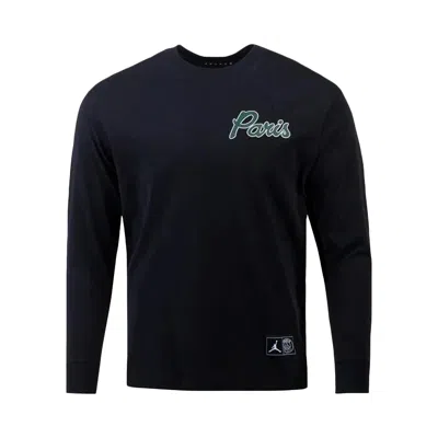 Pre-owned Air Jordan Psg Long Sleeve Tee Pullover Hoodie 'black' | Men's Size S