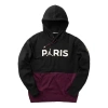 Air Jordan Psg Paris Saint-germain Fleece Pullover Hoodie 'bordeaux' In Black