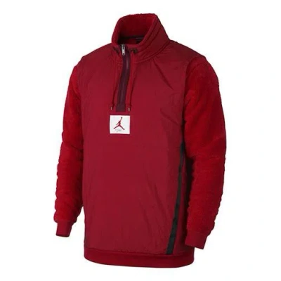 Air Jordan Pullover Fleece Lined Sports Jacket Red