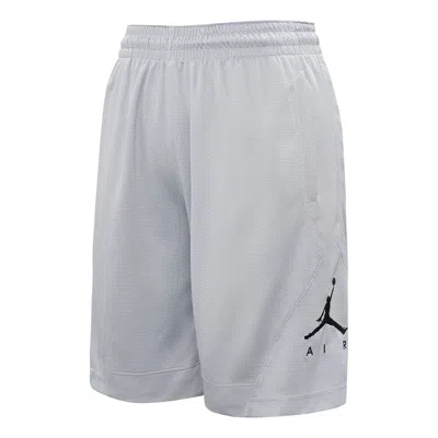 Air Jordan Rise Striped Triangle Logo Printing Quick-dry Knit Basketball Short Pant Male Grey In Gray