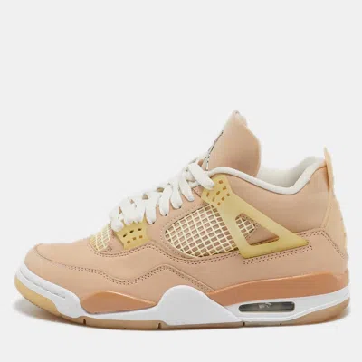 Air Jordan S Beige Durabuck Leather Jordan 4 Retro Shimmer Sneakers In Brown