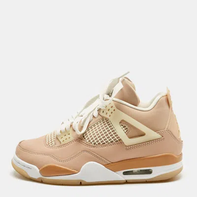 Air Jordan S Beige Durabuck Leather Jordan 4 Retro Shimmer Sneakers In Brown
