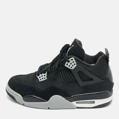 Air Jordan S Black Denim And Rubber Jordan 4 High Top Sneakers In Multi
