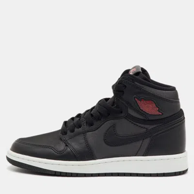 Air Jordan S Black Leather And Fabric Jordan 1 Retro High Og Gs Sneakers In Multi