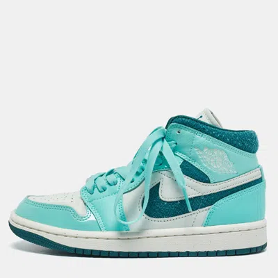 Air Jordan S Green/white Leather Jordan Chenille Bleached Turquoise Sneakers