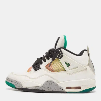 Air Jordan S White Leather Jordan 4 High Top Sneakers In Multi