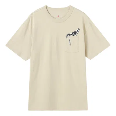 Air Jordan Sneaker Solid Color Alphabet Pocket Sports Short Sleeve Yellow In Neutral