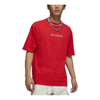 Air Jordan Solid Color Alphabet Round Neck Short Sleeve T-shirt Men's Red
