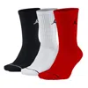 Air Jordan Solid Color Embroidered Athletic Socks Unisex 3 Pairs Black + Red + White In Multi