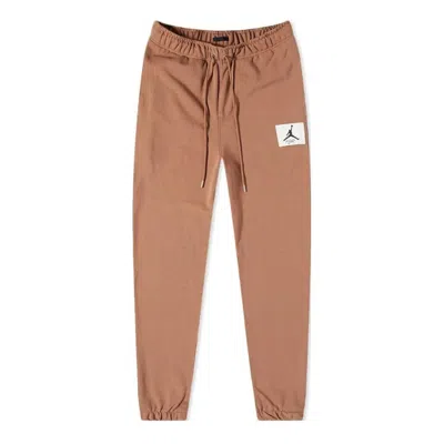 Air Jordan Solid Color Label Lacing Bundle Feet Sports Pants Men's Earthy Yellow In Brown