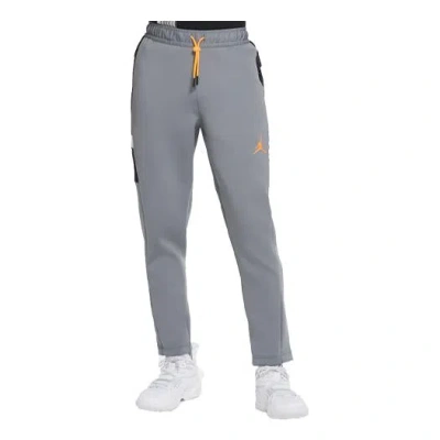 Air Jordan Solid Color Lacing Knit Sports Long Pants Gray