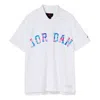 Air Jordan Solid Color Lapel Button Brand Multi-color Embroidered Short Sleeve T-shirt Men's White In White