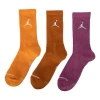 Air Jordan Solid Color Logo Basketball Casual Breathable Sports Socks 3 Pairs Purple / Brown / Orang In Multi