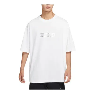 Air Jordan Solid Color Round Neck Pullover Brand Multi-color Alphabet Short Sleeve T-shirt Men's Whi In White