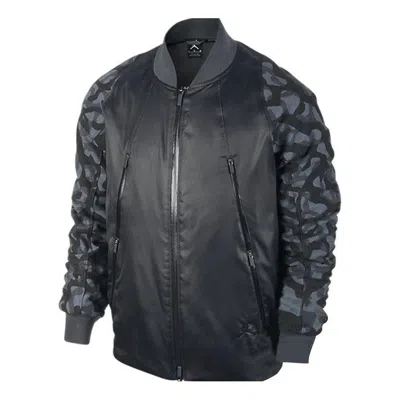 AIR JORDAN AIR JORDAN SOLID COLOR ZIPPER CASUAL SPORTS JACKET MEN'S BLACK