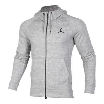 AIR JORDAN AIR JORDAN SOLID COLOR ZIPPER HOODIE MEN'S GREY