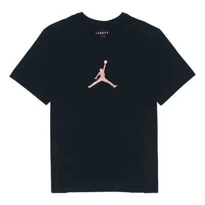 Air Jordan Sport Dna Solid Color Logo Alphabet Numeric Round Neck Short Sleeve Black
